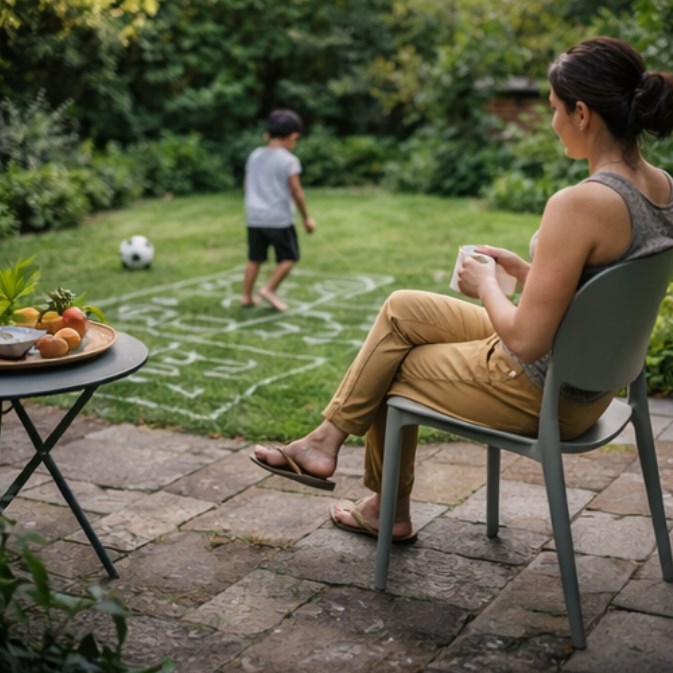 Krzesło ogrodowe MOSSA szare krzesło tarasowe balkonowe plastikowe z polipropylenu